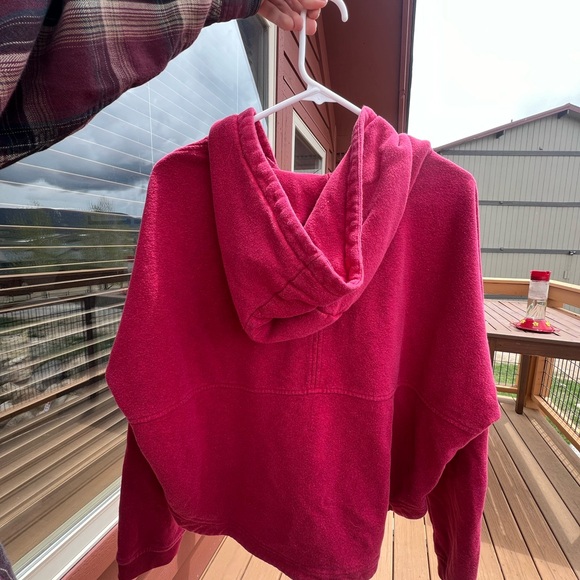 Prana Cozy Up Illana Hoodie Red Berry with Front Tie - Picture 3 of 4
